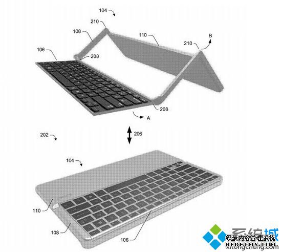 微软正研发新专利计算机可折叠键盘：Surface平板可用3