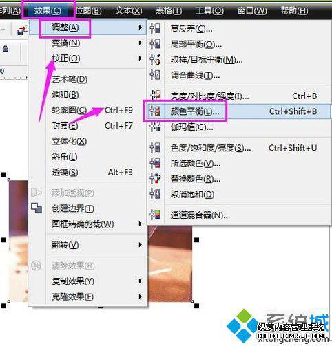 windowsxp系统下使用CDR调整图像颜色的方法