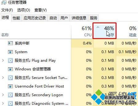 win10系统如何查看进程占用内存