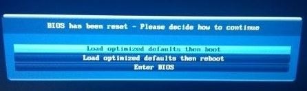 bios has been reset